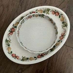 2 Pc Set Vintage Stoneware Wedgwood Quince Oven-to-Table